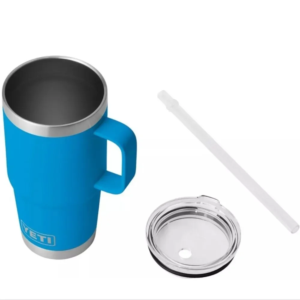 YETI Rambler 25oz Mug w/Straw Lid-‎ Big Wave Blue